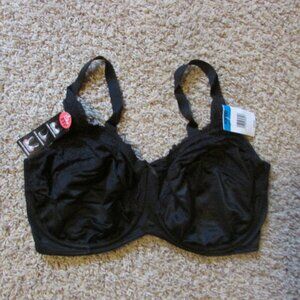 NWT Lilyette The Lily Fit 40DDD Black Underwire Lace Trim Natural Support Bra